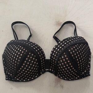 Victoria’s Secret Sexy Black Mesh Overlay Padded Push-Up Bra - 32DD